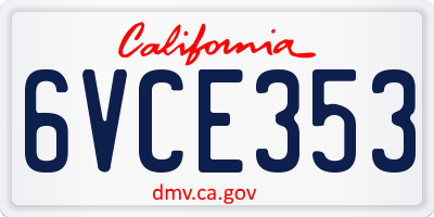 CA license plate 6VCE353