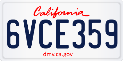 CA license plate 6VCE359