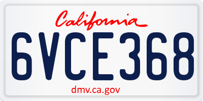 CA license plate 6VCE368