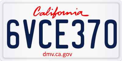 CA license plate 6VCE370