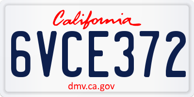 CA license plate 6VCE372