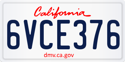 CA license plate 6VCE376