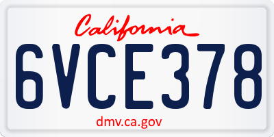 CA license plate 6VCE378