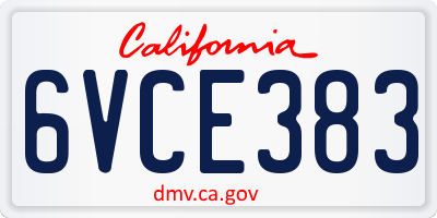 CA license plate 6VCE383