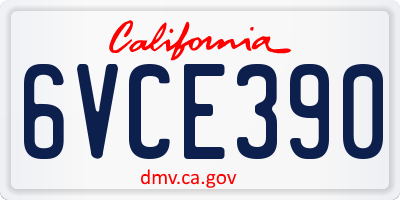 CA license plate 6VCE390