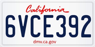CA license plate 6VCE392