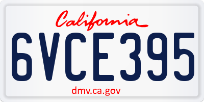 CA license plate 6VCE395