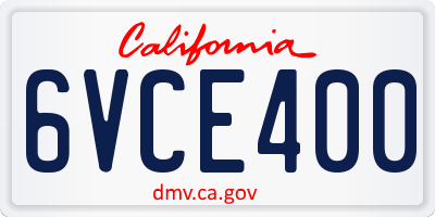 CA license plate 6VCE400