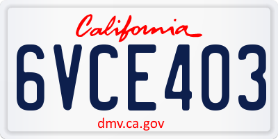 CA license plate 6VCE403