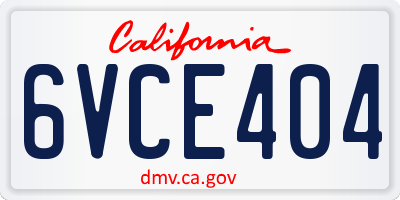 CA license plate 6VCE404