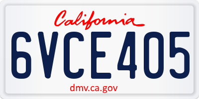 CA license plate 6VCE405
