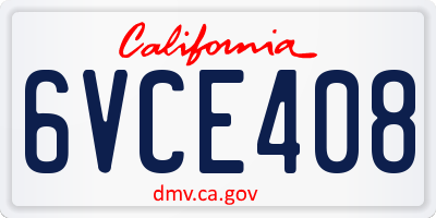 CA license plate 6VCE408