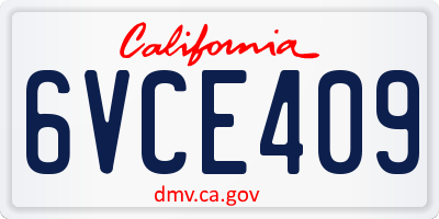 CA license plate 6VCE409