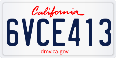 CA license plate 6VCE413