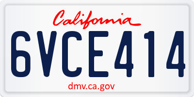 CA license plate 6VCE414