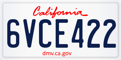 CA license plate 6VCE422