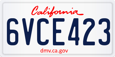 CA license plate 6VCE423