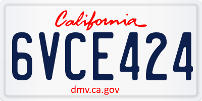 CA license plate 6VCE424