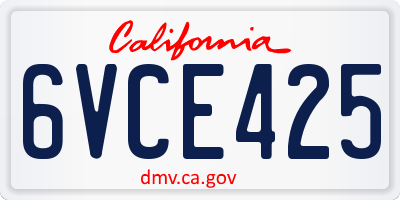 CA license plate 6VCE425