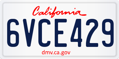 CA license plate 6VCE429