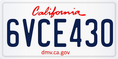 CA license plate 6VCE430