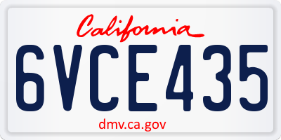 CA license plate 6VCE435