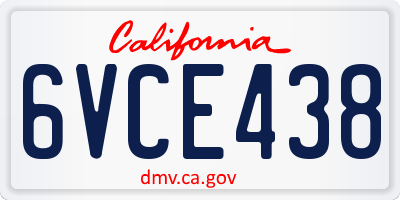 CA license plate 6VCE438