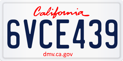 CA license plate 6VCE439
