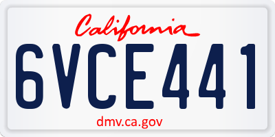 CA license plate 6VCE441