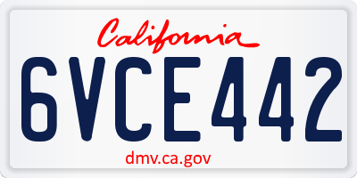 CA license plate 6VCE442