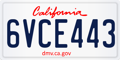 CA license plate 6VCE443