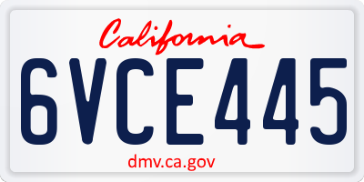 CA license plate 6VCE445