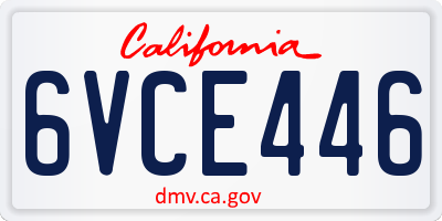CA license plate 6VCE446