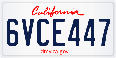 CA license plate 6VCE447