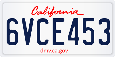 CA license plate 6VCE453