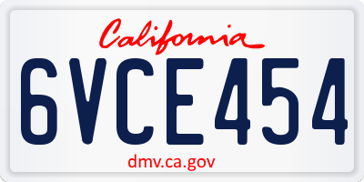 CA license plate 6VCE454