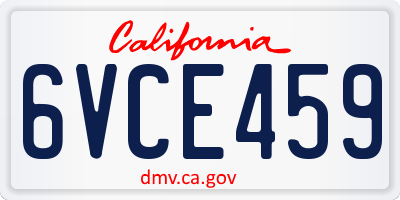 CA license plate 6VCE459