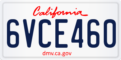 CA license plate 6VCE460