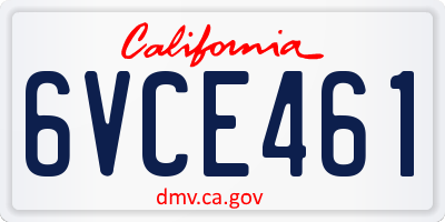 CA license plate 6VCE461