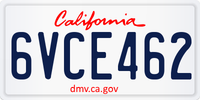 CA license plate 6VCE462