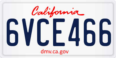 CA license plate 6VCE466