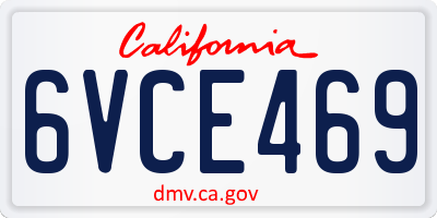 CA license plate 6VCE469