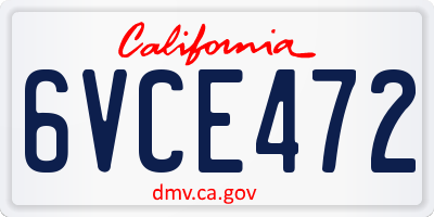 CA license plate 6VCE472