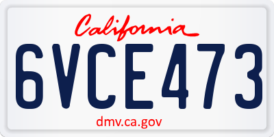 CA license plate 6VCE473