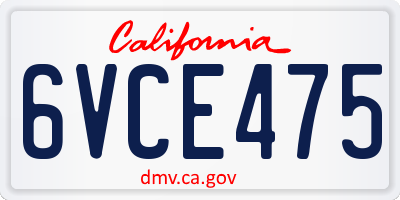 CA license plate 6VCE475