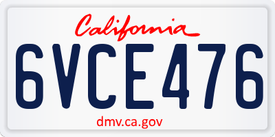 CA license plate 6VCE476