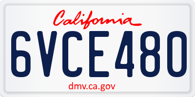 CA license plate 6VCE480