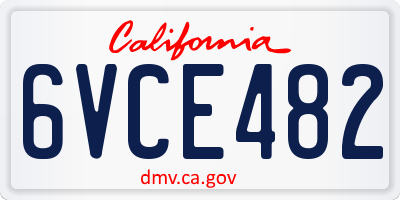 CA license plate 6VCE482