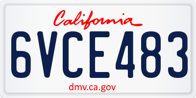 CA license plate 6VCE483