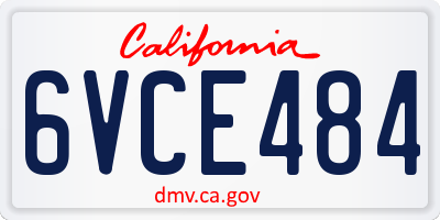 CA license plate 6VCE484